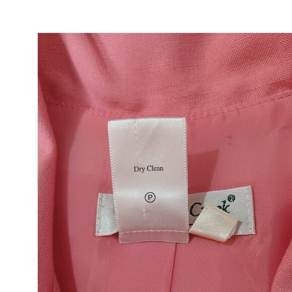 Long Linen Blend Midi Dress 6 Short Sleeves Pin Tucks‎ Retro Party Romantic Pink - Picture 8 of 11